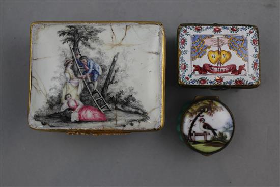 A late 18th century German enamel rectangular snuff box,